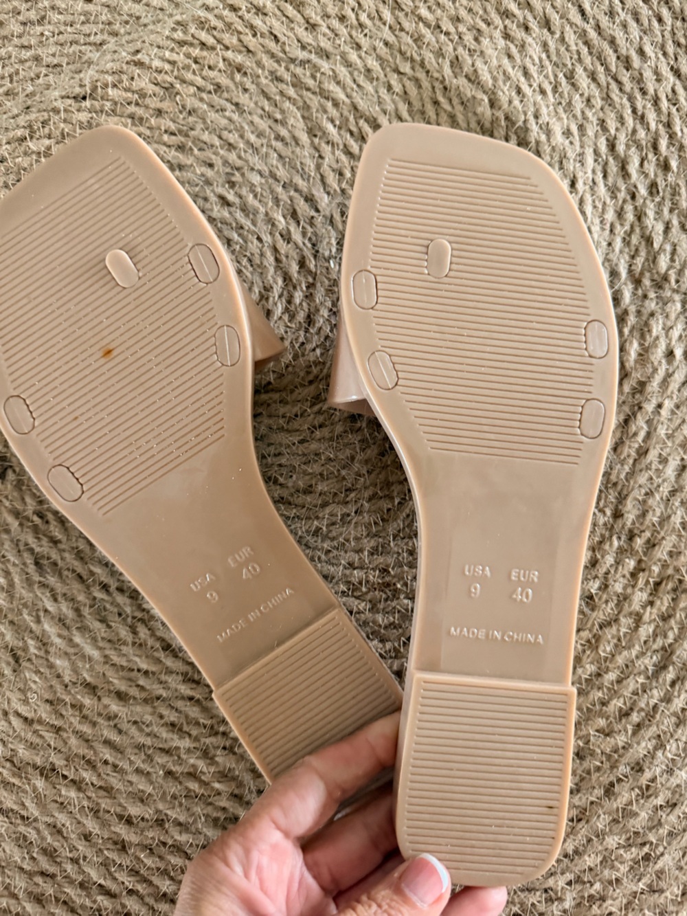 Jeffrey Campbell Nude Slide Sandals with Gold Hardware - Picture 4 of 4